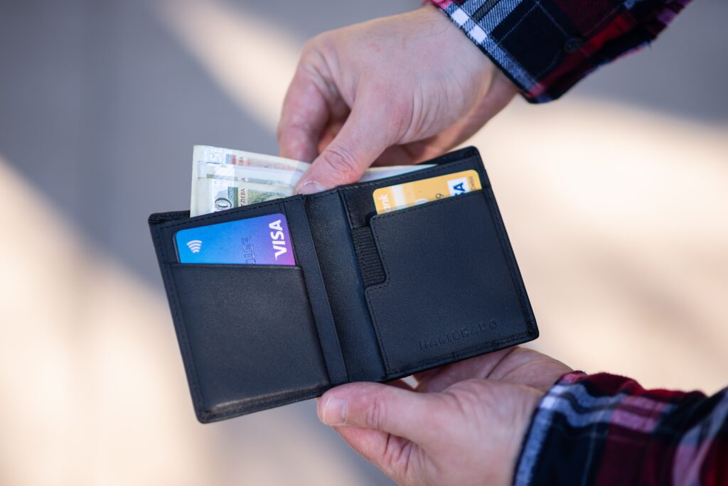 Leather Phone Case Wallet showing card slots